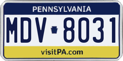 PA license plate MDV8031