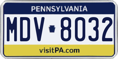 PA license plate MDV8032