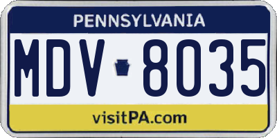 PA license plate MDV8035