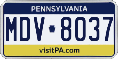 PA license plate MDV8037