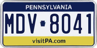 PA license plate MDV8041
