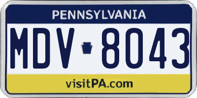 PA license plate MDV8043