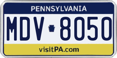 PA license plate MDV8050