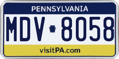 PA license plate MDV8058
