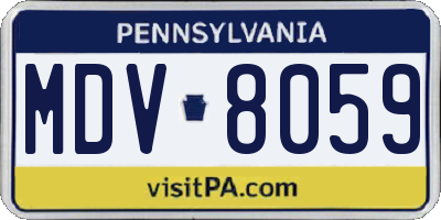 PA license plate MDV8059