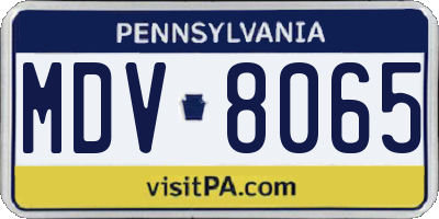 PA license plate MDV8065