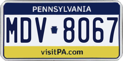 PA license plate MDV8067