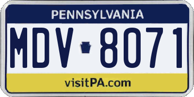 PA license plate MDV8071