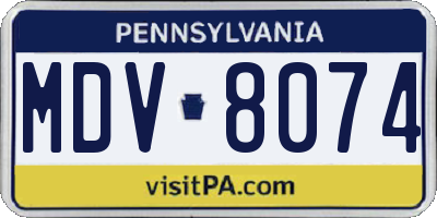 PA license plate MDV8074