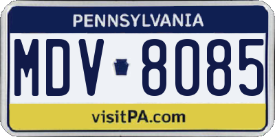 PA license plate MDV8085