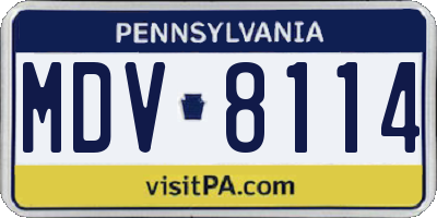 PA license plate MDV8114