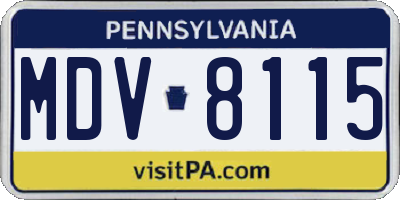 PA license plate MDV8115