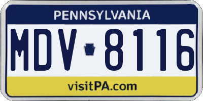 PA license plate MDV8116