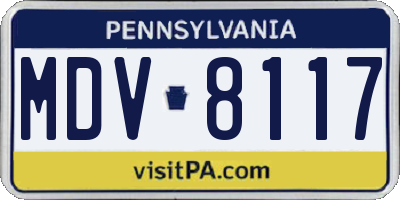 PA license plate MDV8117