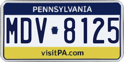PA license plate MDV8125