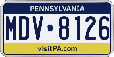 PA license plate MDV8126