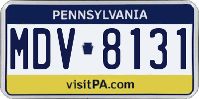 PA license plate MDV8131