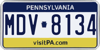 PA license plate MDV8134