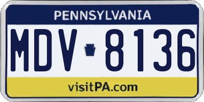 PA license plate MDV8136