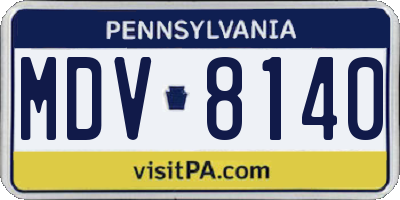 PA license plate MDV8140
