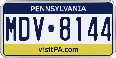PA license plate MDV8144