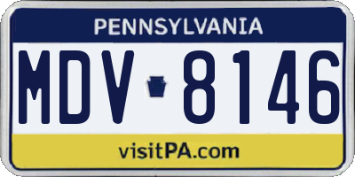 PA license plate MDV8146