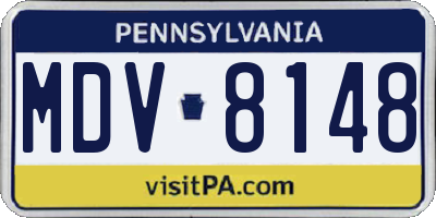 PA license plate MDV8148