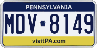 PA license plate MDV8149