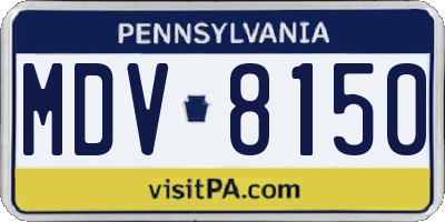 PA license plate MDV8150