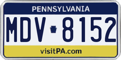PA license plate MDV8152
