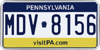 PA license plate MDV8156