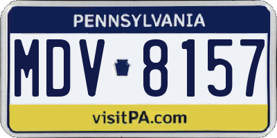 PA license plate MDV8157