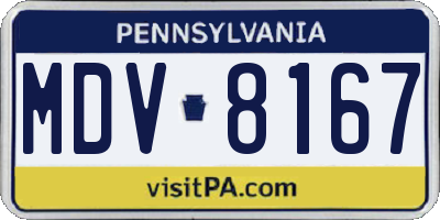 PA license plate MDV8167