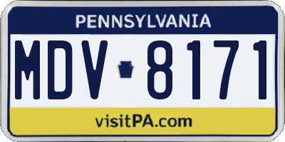 PA license plate MDV8171