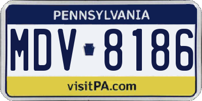 PA license plate MDV8186