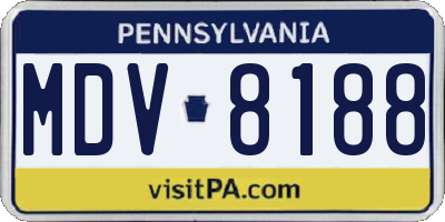 PA license plate MDV8188