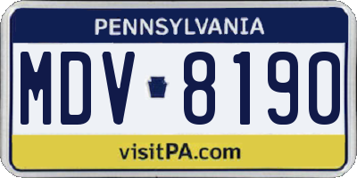 PA license plate MDV8190