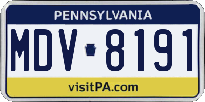 PA license plate MDV8191