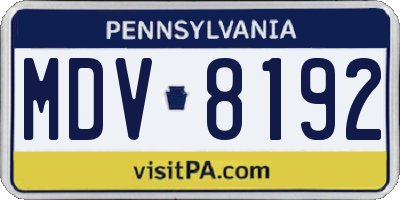 PA license plate MDV8192