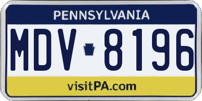 PA license plate MDV8196