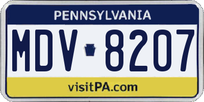 PA license plate MDV8207
