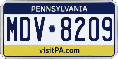 PA license plate MDV8209