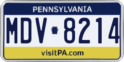 PA license plate MDV8214