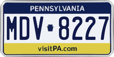 PA license plate MDV8227