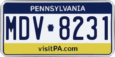 PA license plate MDV8231