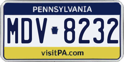 PA license plate MDV8232