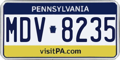 PA license plate MDV8235