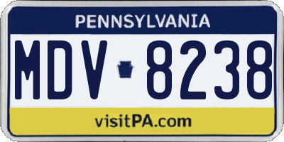 PA license plate MDV8238