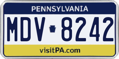 PA license plate MDV8242