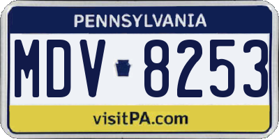 PA license plate MDV8253